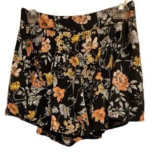 PINK OWL APPAREL Women's Black Floral Mini Skort
